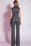 Burgundy 2 Piece Notched Lapel Business Suits with Drape