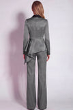 Long Sleeves Burgundy 2 Piece Notched Lapel Business Suits with Drape
