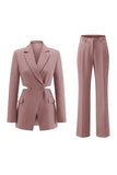 Grey Blue 2 Piece Notched Lapel Cut Out Women Prom Suits