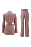 Grey Blue 2 Piece Notched Lapel Cut Out Women Prom Suits