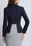 Navy 2 Piece Double Breasted Sheath Long Work Dress