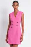 Pink Sheath Double Breasted Short Work Dress