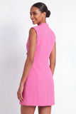 Pink Sheath Double Breasted Short Work Dress