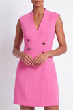 Pink Sheath Double Breasted Short Work Dress