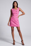 Sheath Double Breasted Hot Pink Short Work Dress