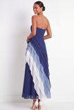 Blue A Line Sweetheart Ruched Long Wedding Guest Dress
