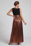 Coffee A Line Pleated Long Mother of the Bride Dress