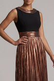 Coffee A Line Pleated Long Mother of the Bride Dress