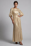 Champagne Mermaid Flutter Sleeves Long Mother of the Bride Dress