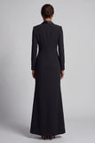 Black and White Mermaid Shawl Lapel Long Formal Dress