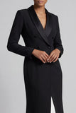 Black and White Mermaid Shawl Lapel Long Formal Dress