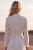 A Line White V Neck Western Wedding Dress