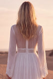 A Line Floral Embroidered Long Western Wedding Dress