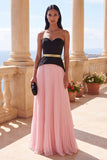 Pink A Line Sweetheart Long Formal Dress