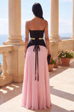 Pink A Line Sweetheart Long Formal Dress