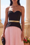 Pink A Line Sweetheart Long Formal Dress