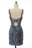 Black Sequin Fitted Prom Dress