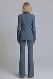 2 Piece Shawl Lapel Grey Green Double Breasted Business Suits