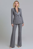 2 Piece Shawl Lapel Grey Green Double Breasted Business Suits