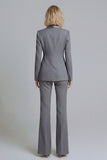 2 Piece Shawl Lapel Grey Green Double Breasted Business Suits