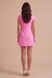 Yellow Floral Cap Sleeves Appliqued Short Cocktail Dress