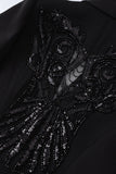 Sparkly Black Shawl Lapel Sequin Women Prom Blazer with Sleeves