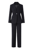 Black 3 Piece Notched Lapel Business Suits with Sleeves