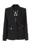 Sparkly Black Shawl Lapel Sequin Women Prom Blazer with Sleeves