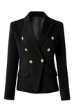 Black Peak Lapel Double Breasted Women Prom Blazer with Sleeves
