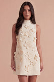 A Line Hot Pink Floral Appliqued Short Cocktail Dress