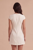Yellow Floral Cap Sleeves Appliqued Short Cocktail Dress