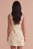 A Line Hot Pink Floral Appliqued Short Cocktail Dress