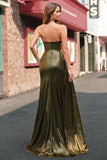 Sparkly Mermaid Golden Long Prom Dress with Slit