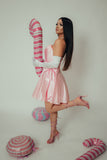 Pink A Line Sweetheart Corset Mini Party Dress with Bows