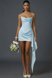 White Bodycon Corset Draped Short Bridal Shower Dress