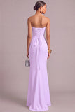 White Mermaid Strapless Maxi Formal Dress with 3D Flower