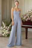 White Sweetheart Wide Leg Formal Jumpsuits