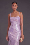 Sparkly Black Spaghetti Straps Mermaid Sequin Long Formal Dress