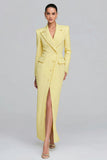 Ivory Single Breasted Sheath Peak Lapel Long Sleeves Blazer Dress