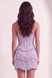 Sparkly Pink Beaded Bodycon Floral Short Cocktail Dress