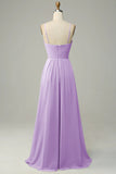 Pleated A-Line Floor Length Bridesmaid Dress