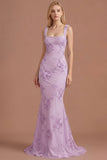 Yellow Beaded Floral Mermaid Appliqued Long Prom Dress