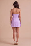 Hot Pink Floral Bodycon Strapless Short Cocktail Dress