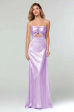 Light Blue Sheath Sweetheart Satin Long Formal Dress