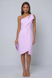 Black Sheath One Shoulder Sleeveless Midi Work Dress with Slit