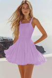 Sky Blue Spaghetti Straps Square Neck Short Graduation Dress