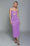 Dusty Blue Satin Sheath Sweetheart Keyhole Maxi Formal Dress