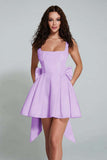 Ivory Thick Straps A Line Little White Dress with Bow