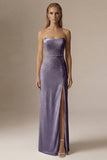 Sparkly Beaded Ivory Mermaid Strapless Maxi Wedding Reception Dress with Slit