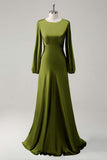 Wisteria Long Sleeves A-Line Satin Bridesmaid Dress